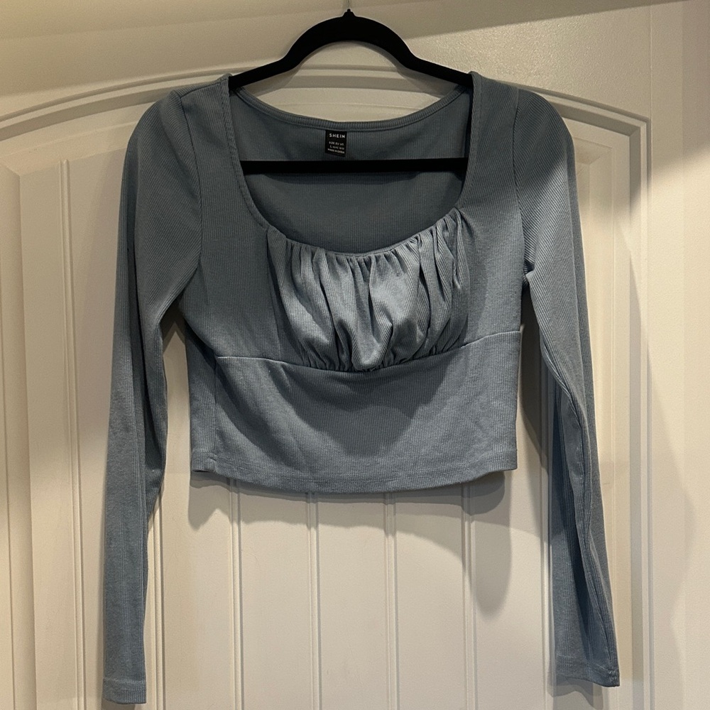 Zara Dusty Blue Long Sleeve Top